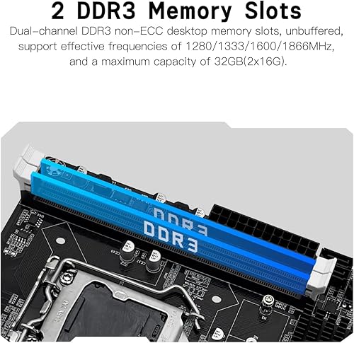 Miniatura 3 de MACHINIST Placa base para juegos H61 LGA 1155 (Intel 23 generación), placas base para computadora Flex-ATX compatibles con PCIe 2.0, LAN 100M, DDR3,