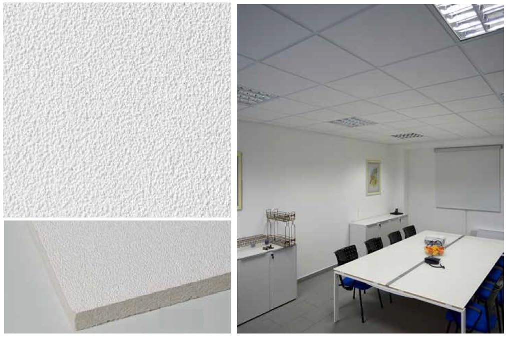 PANNELLI PER CONTROSOFFITTO Rettangolari in FIBRA MINERALE effetto BUCCIATO 60 X 120 x15 5.76 MQ (8 PZ) Confezione 8 pezzi Bordo Lay-on IN APPOGGIO