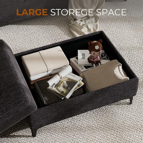 Image of Upvilla 35 inch Large Storage Ottoman for Living Room(Dark Dray)