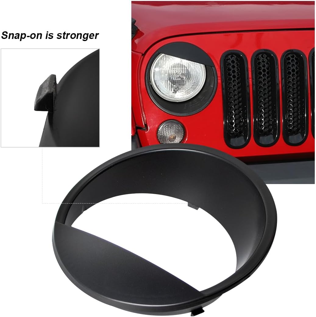 Front Mesh Grille Cover Guard Clip-in & Headlight Cover Fits 2007-2017 for Jeep Wrangler JK JKU - Headlight Bezels Trim & Grille Mesh Inserts