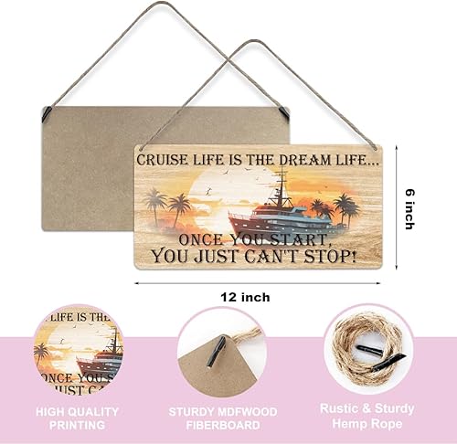 Miniatura 2 de decor Cruise Door Decorations Magnetic Travel Decor Sign Farmhouse Cruise Gifts Wooden Hanging Sign Plaque Retro Wall Art Decorations Home