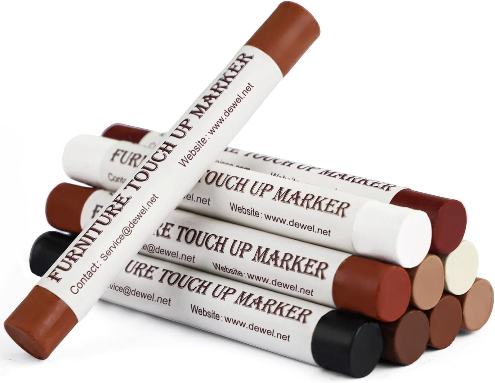 DEWEL Wood Filler Sticks, 10 Pcs Furniture Crayons for Scratches, Touch Up Wax Sticks, Upgrade Furniture Repair Wax Crayons Kit for Scratches, Holes, Floor, Table, Laminate, Carpenters
