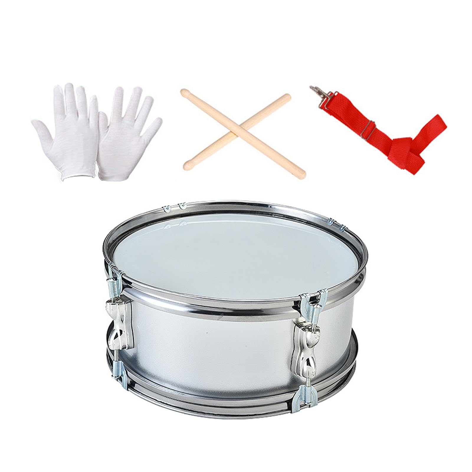 Caja de 11 Pulgadas, Instrumento de Percusión para Aprender Música, con Correa para El Hombro, Instrumentos Musicales, Tambores para Niños, Gris