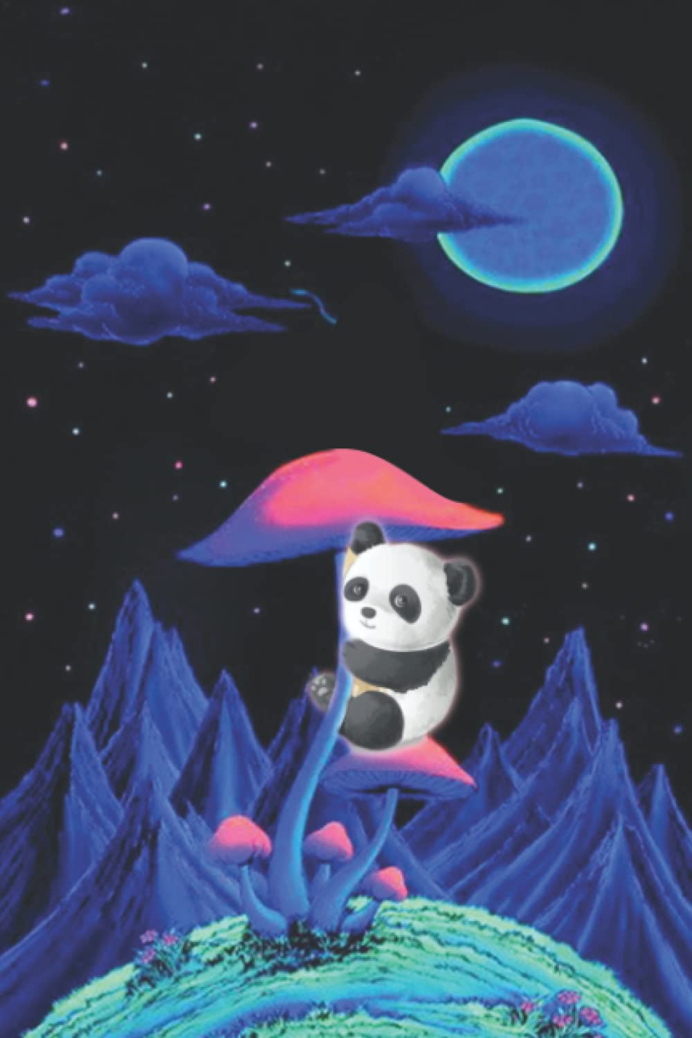 Notebook 6"x9" and 120 Lined Paper: psychedelic Aesthetic panda climb on mushrooms cute: Notebook 6"x9" and 120 Lined Paper: psychedelic Aesthetic panda climb on mushrooms cute