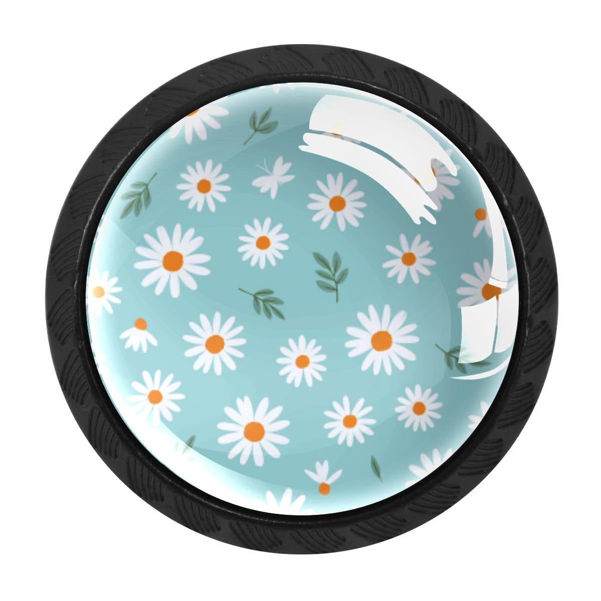 HEOEH 4 PCS Kitchen Cabinet Knobs, Daisies Drawer Knobs Dresser Handles