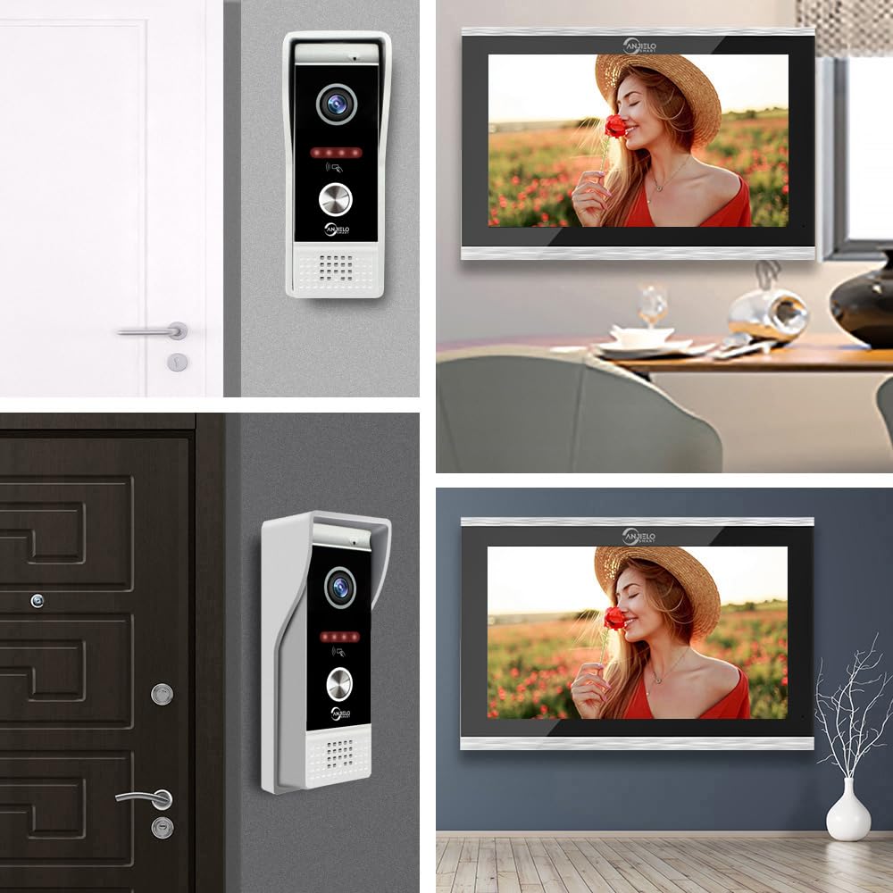 Videocitofono per campanello 1080p, con monitor touch screen da 7 pollici, rilevamento del movimento, metodi di sblocco multipli