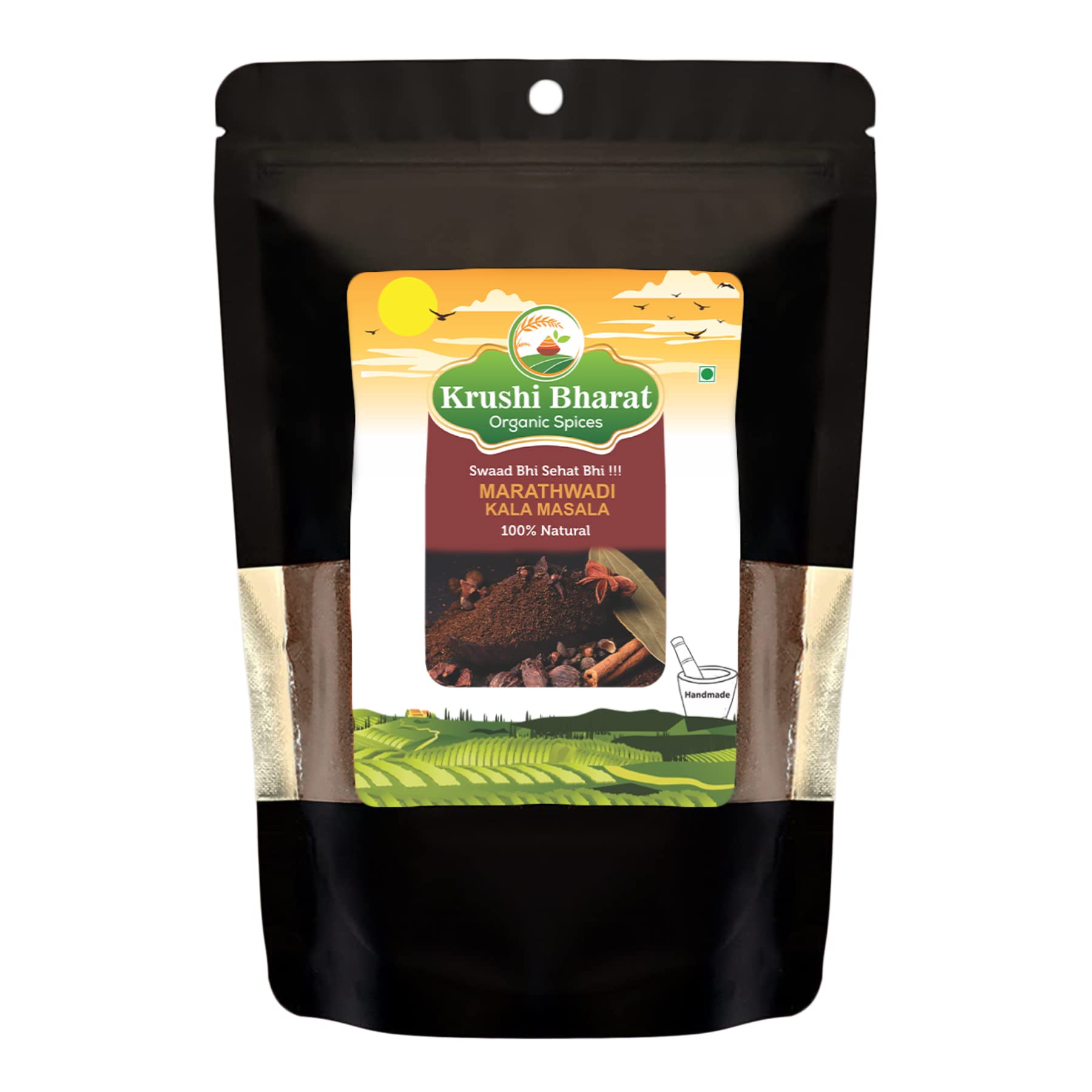 Krushi Bharat Organic Marathwadi Kala Masala | Dark Roasted Aromatic Blend | Easy to Cook | Authentic Taste| 100% Pure & Natural (250g)
