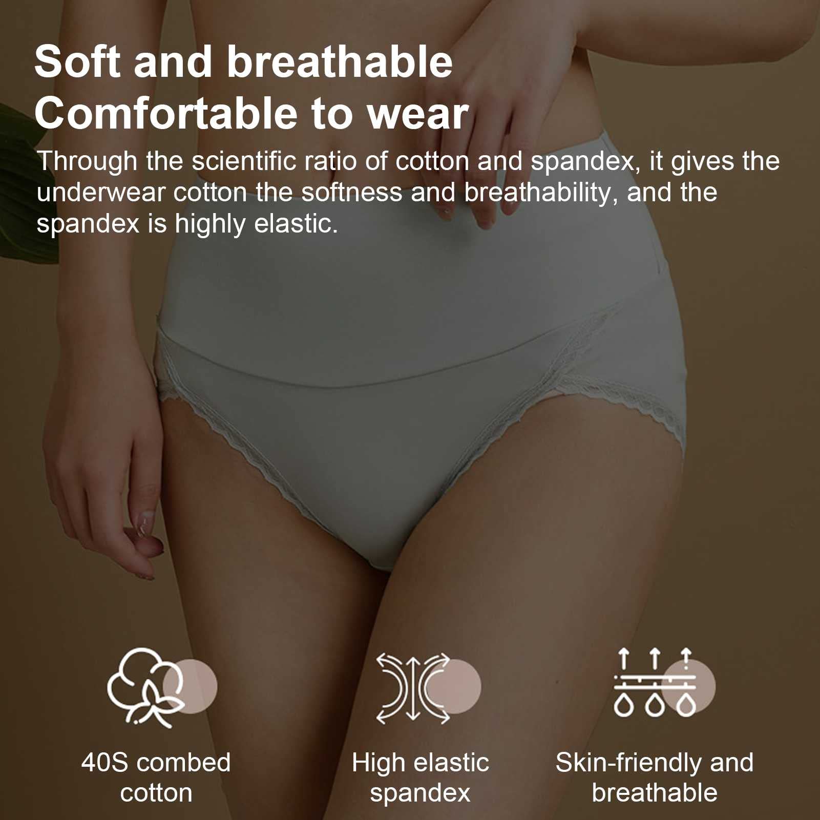 Wysokiej Jakości Kobiet Bielizna 3 Sztuk Koronki Postpartum Knickers Miękka Bawełniana Ciąża Majtki Rozciągnij wygodne(Size:M)