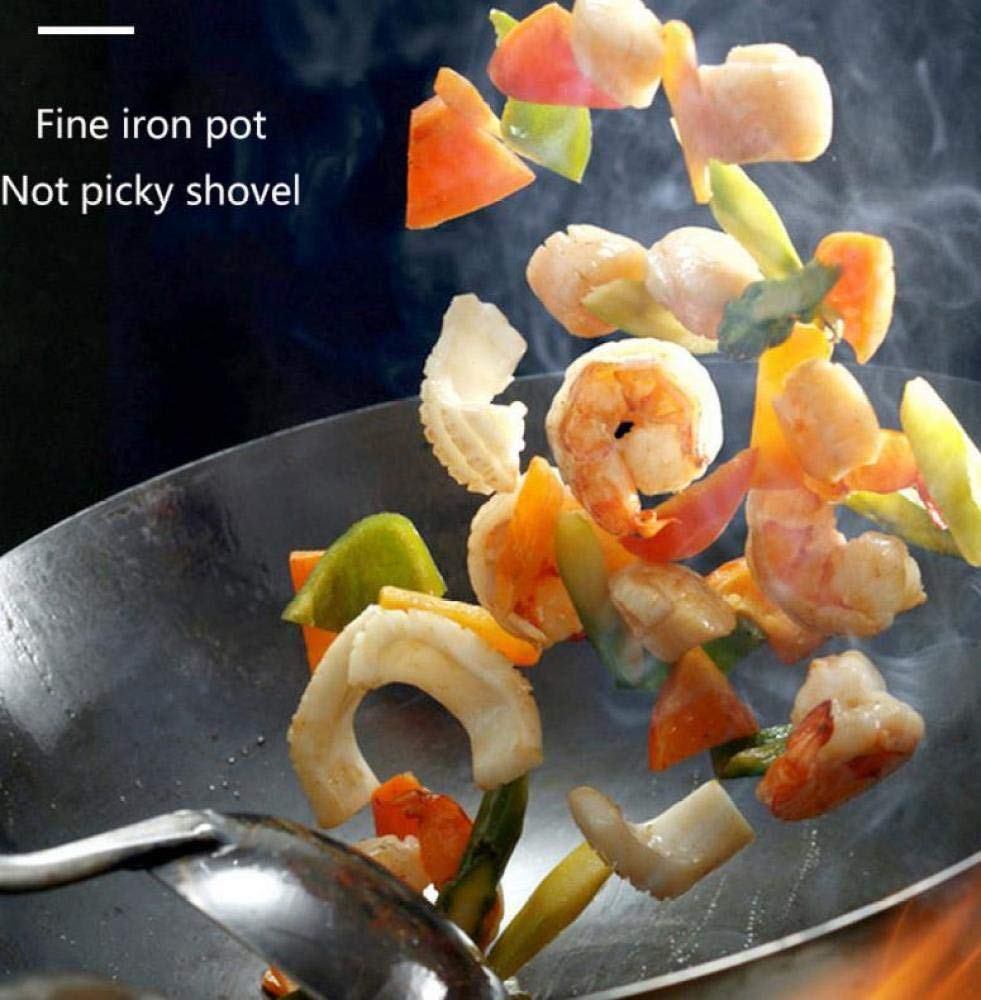 Amazon | 中華鍋、焦げ付き防止の鍛造された中華なべ、Pig鉄、ハンドル