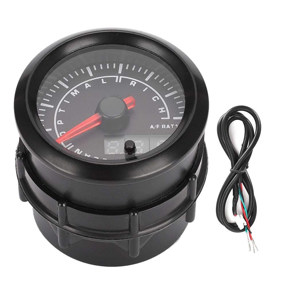 Jauge de rapport de carburant d'air 12V compteur de rapport de carburant d'air, 52mm/2in 7 couleurs LED jauge de rapport de carburant d'air Instrument de Modification de voiture