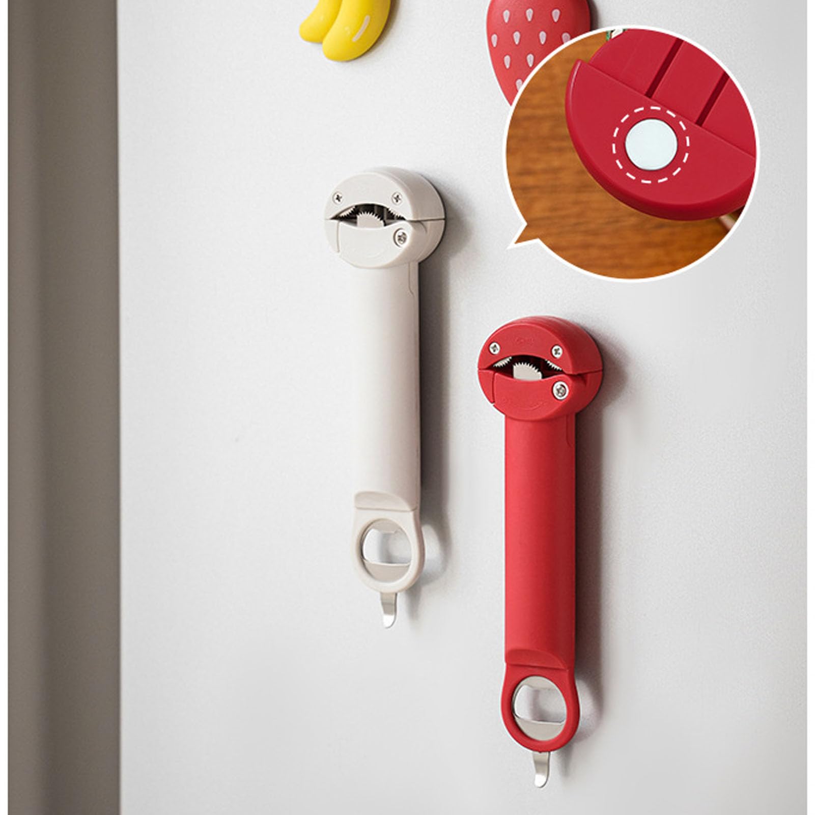 Multifunctional Stainless Steel Bottle Opener, Red, 3-in-1 Retractable Design with Adjustable Cap Screwer - Image 2