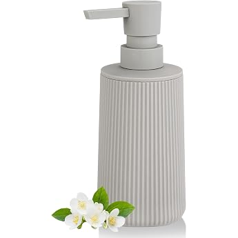 Modern Soap Dispenser Beige Plastic Washing-Up Liquid Dispenser Bathroom Soap Dispenser for Bathroom Worktop Kitchen Soap Dispenser with Pump Dispenser Beige