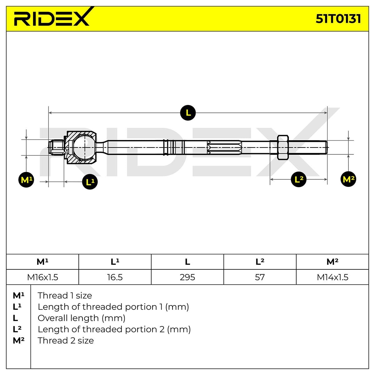 RIDEX 51T0131 Rótula axial de dirección Delantero, ambos lados Delantero Compatible con OPEL Zafira B A05
