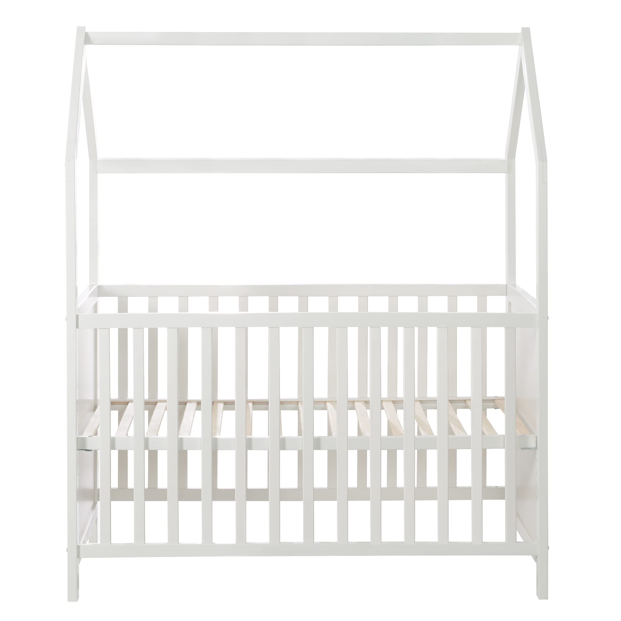 roba Lit Bébé Cabane Évolutif 60x120 - Lit Cododo Convertible en Canapé - Réglable en Hauteur - Blanc