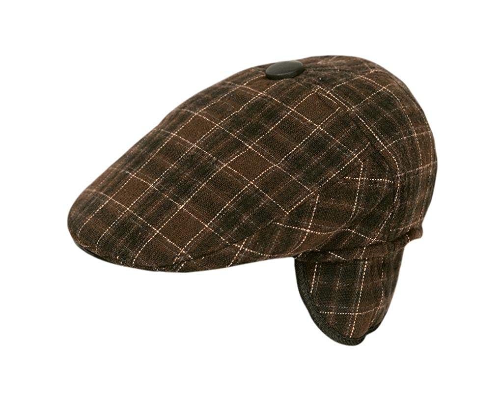 Men Brown Earmuff Polo Golf Cap (Check)