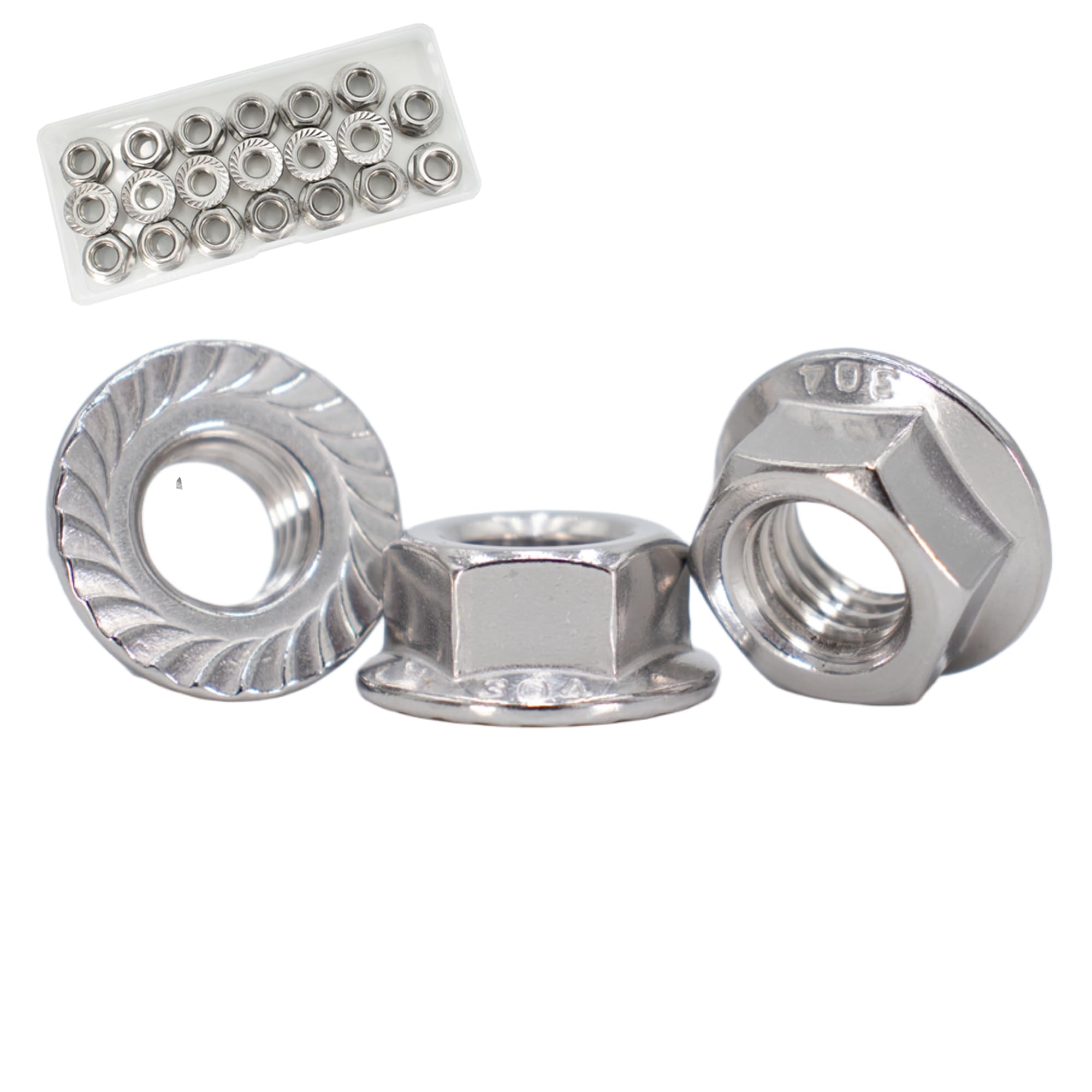 Stainless Steel Flange Nuts - 20 Pack M8 -1