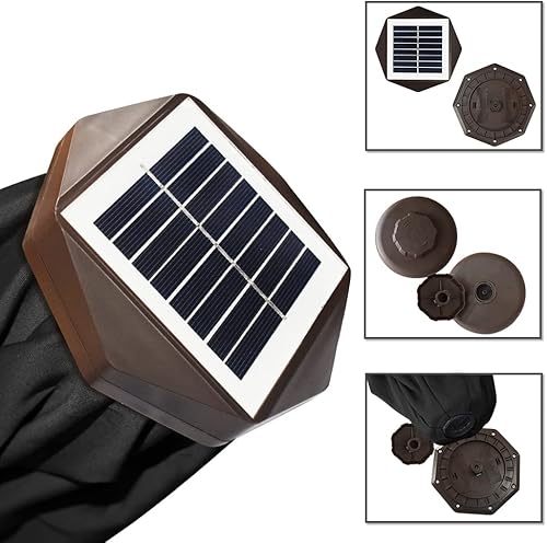 Miniatura 4 de EliteShade USA - Sombrilla solar de 9 pies  2.74 metros, 10 años sin decoloración, con 80 luces LED para patio, mesa al aire libre, con ventilación,