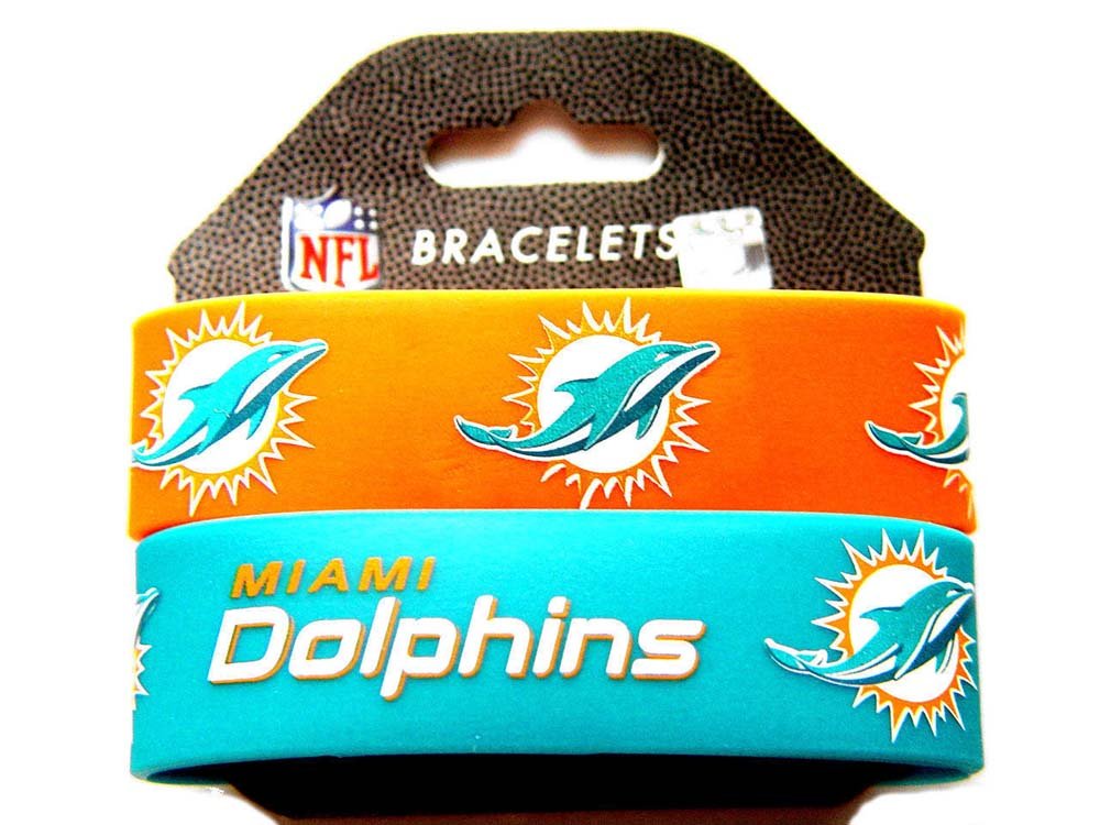 Aminco International NFL-BC-207-09 Silicone Rubber Bracelet - Miami Dolphins