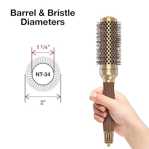 Miniatura 23 de Olivia Garden NanoThermic Ceramic + Ion Round Thermal Hair Brush - Not Electrical - Professional Blowout Brush for Normal to Thick Hair Dorado