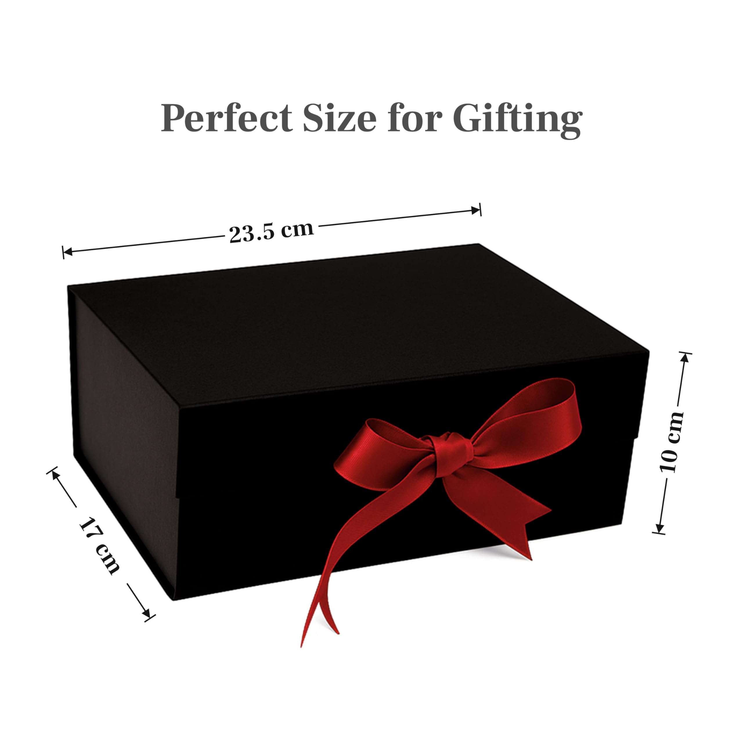 Boxotica Black Small Gift Box – Foldable Rigid Hamper with Ribbon