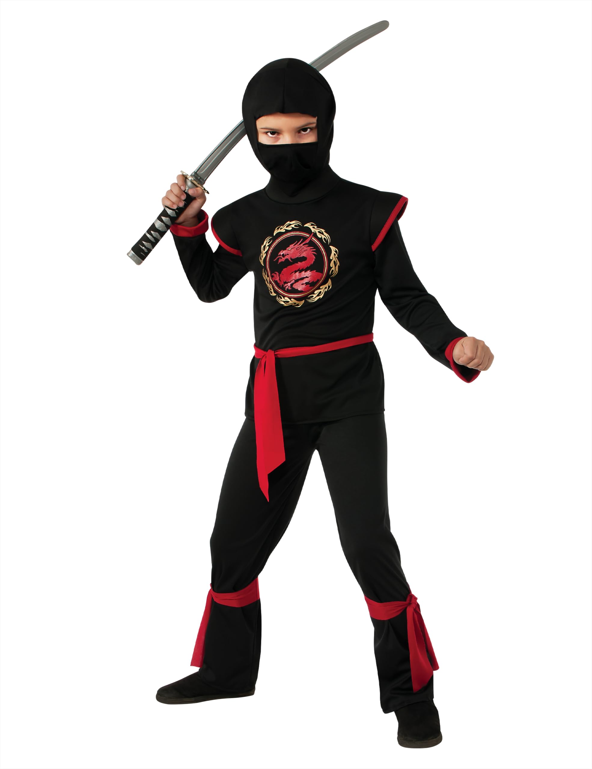 Rubies Disfraz Ninja Dragón para niño, con Capucha, Cinturón y Bandas óptimo para halloween, carnaval y cumpleaños