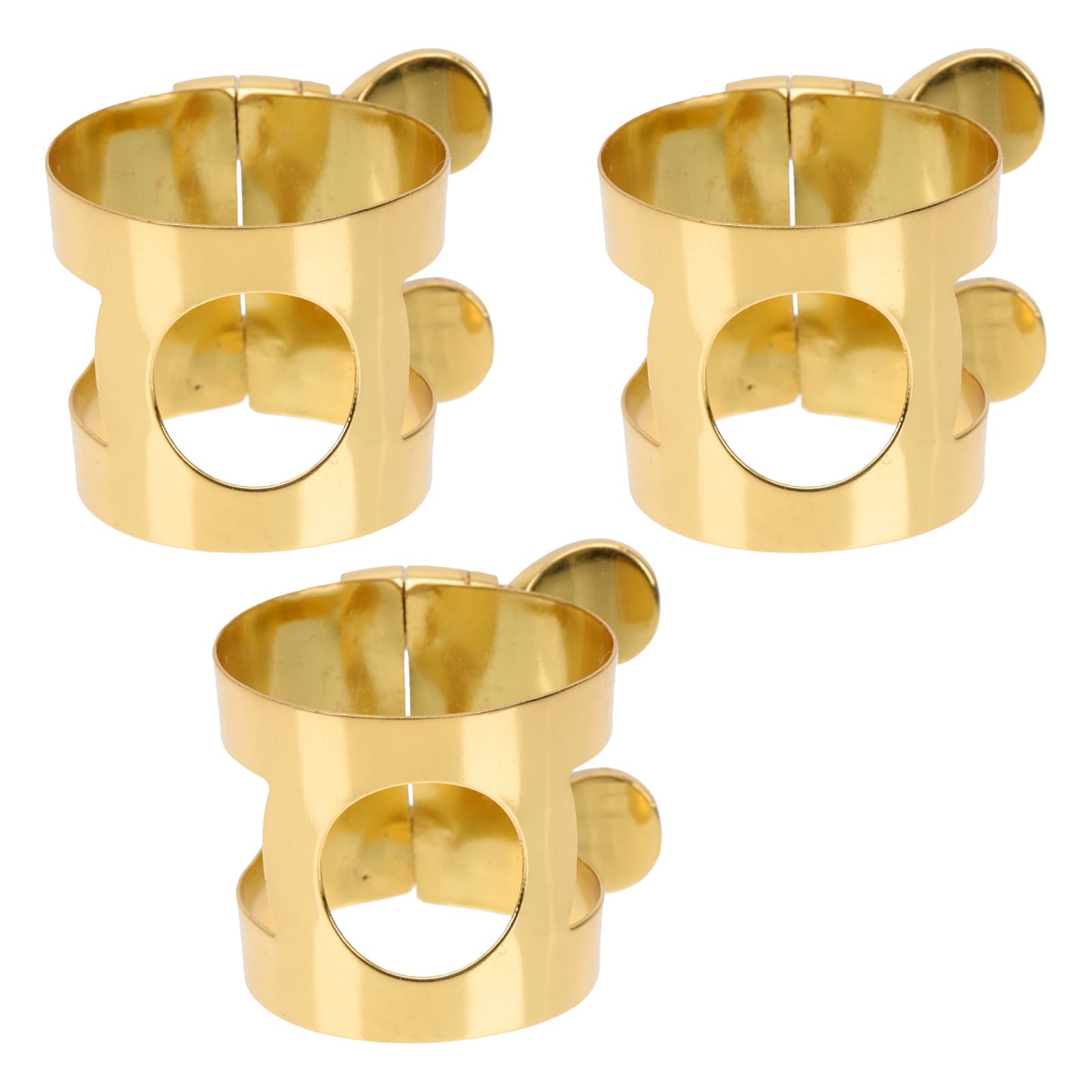 3 ligaduras para saxofón alto, de latón dorado, con 2 tornillos ajustables para boquilla de saxofón y clarinete.