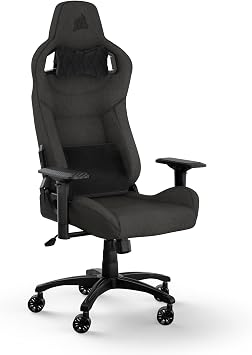 Corsair T3 Rush Fabric Gaming Chair 2023 Racing-Inspired Design Soft Fabric Exterior Padded Neck Cushion Memory Foam Lumbar Support Adjustable Seat Height Charcoal