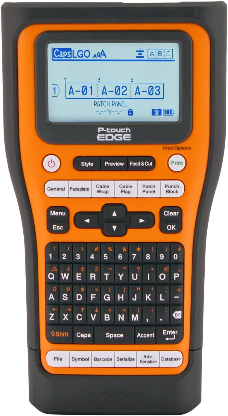 PT-E560BTVP P-Touch Edge Handheld Industrial Label Printer with Bluetooth and Dual auto-Cutter (up to 24mm Labels)