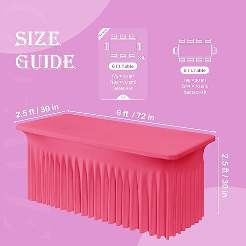 Vista 69 de Paquete de 2 manteles de elastano negro para mesas rectangulares de 6 pies, sin arrugas, elásticos, ajustables, falda de mesa elegante de 6 pies