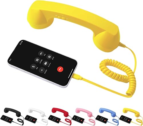 Auricular retro para teléfono, teléfono retro para iPhone, tipo C RetroTelephone con cable estilo receptor de mango fijo, revive la experiencia de