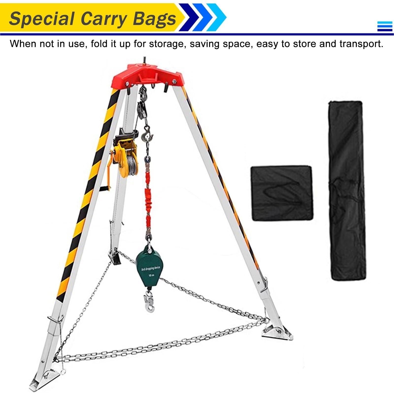 Kit treppiede per Soccorso Stradale, Sistema di Corde di Soccorso Regolabile per spazi confinati, per Soccorso in Pozzi Profondi/Pulizia fognature/Riparazione Tubi, con Protezione