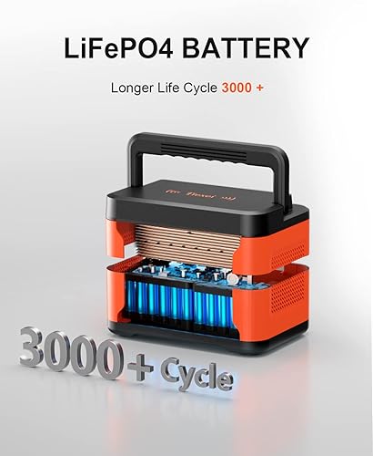 Miniatura 5 de Tiexei - Estación de energía portátil de 600 W (pico 1200 W), generador solar de reserva de 512 Wh LiFePO4 con salida de CA de 110 V, potencia de