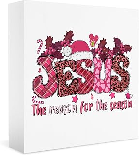 Jesus is the Reason for the Season Decor Pink Christian Christmas Decorations Pink Christmas Decor Pink Religious Christmas Decor Church Christmas Decor Jesus Christmas Decorations 5 x 5 inches