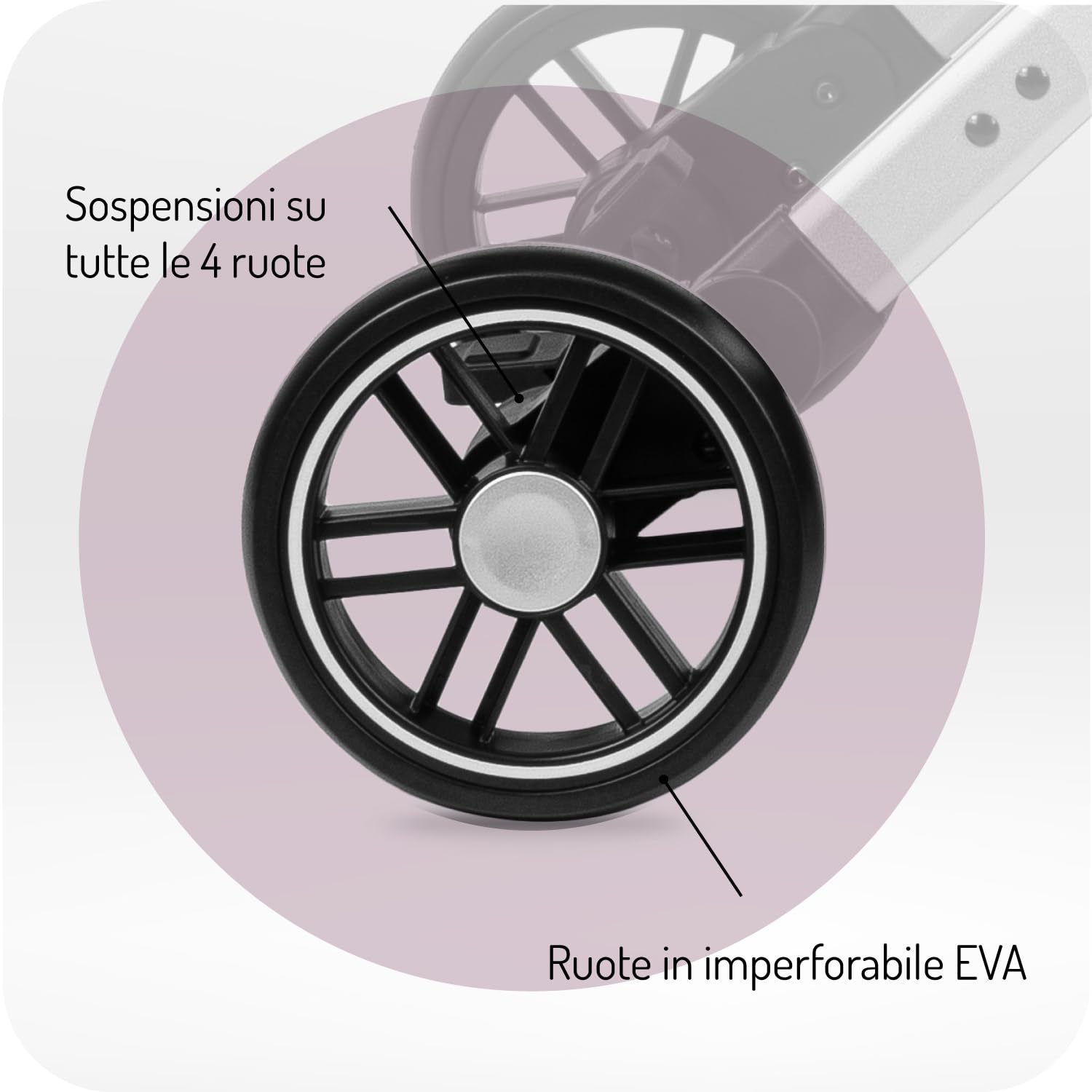 MoMi ESTELLE Passeggino a partire da 6 mesi (fino a 15 kg), pieghevole con cintura di sicurezza a 5 punti, cestino porta spesa e funzione di apertura, manico telescopico per il traino