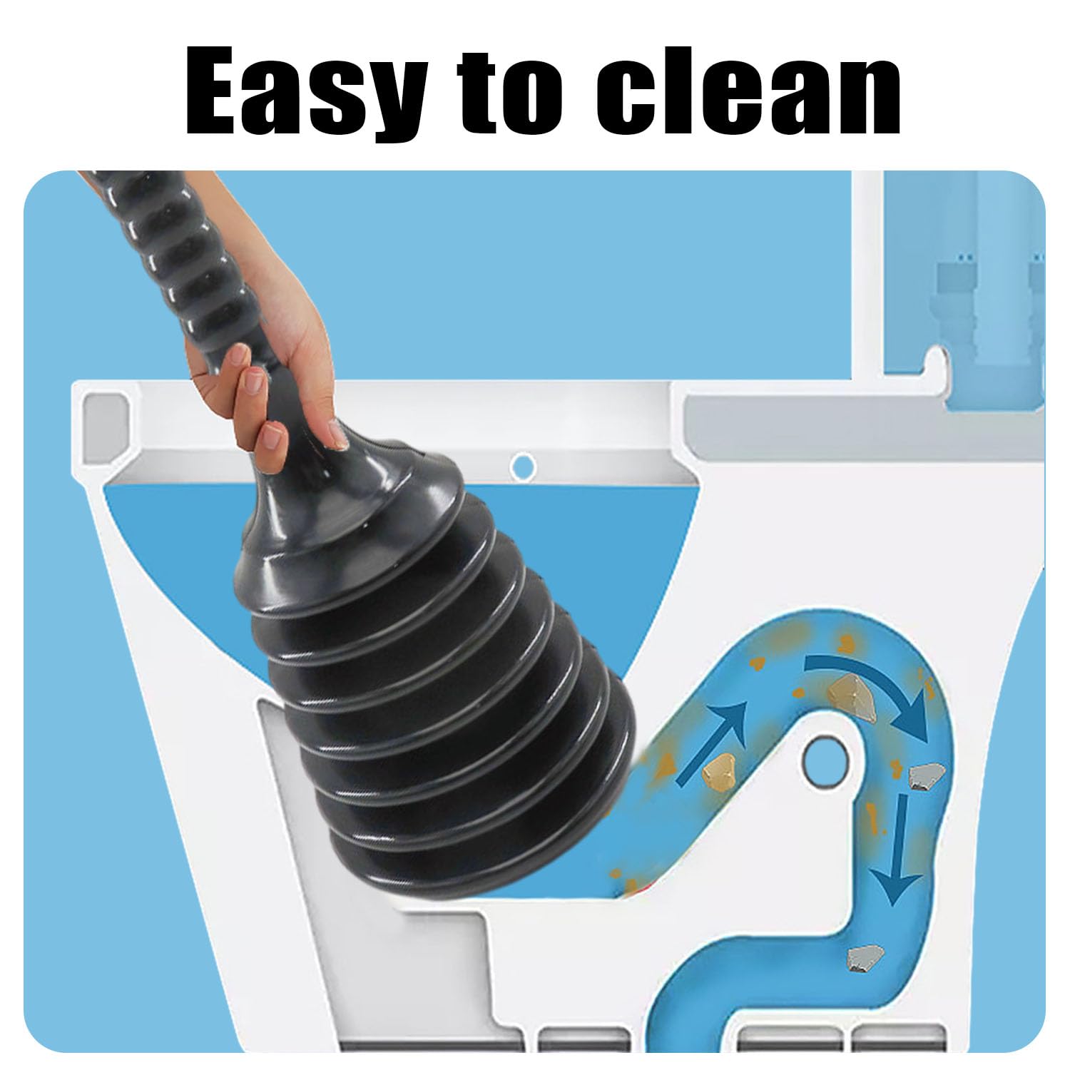 1 pieza de desatascador de lavabo, limpiador de émbolo de inodoro, desatascador de desagüe, apto para cocina, baño, herramienta de émbolo (negro)