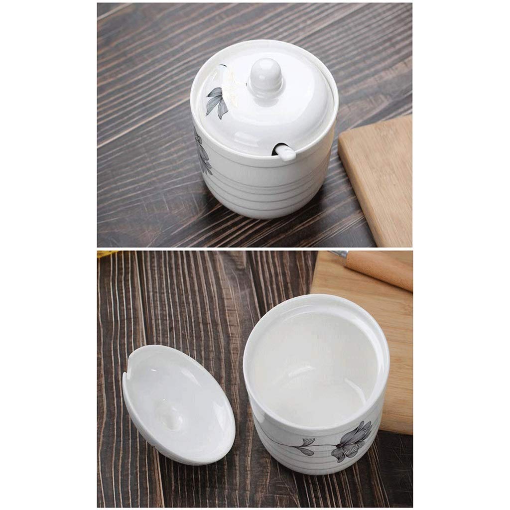 NZPOST Barattolo per spezie in Ceramica Dipinto a Mano Vintage con Coperchio, Cucchiaio, Scatola per condimenti, contenitori per spezie per Cucina e Ristorante