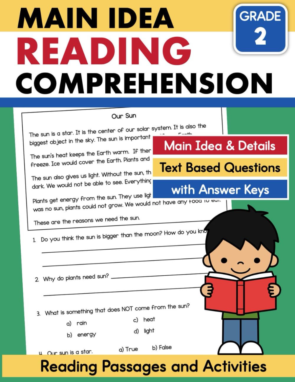 Second Grade Reading Passages Main Idea and Details Workbook: Reading Comprehension Worksheets 2nd grade Age 7 to 9...