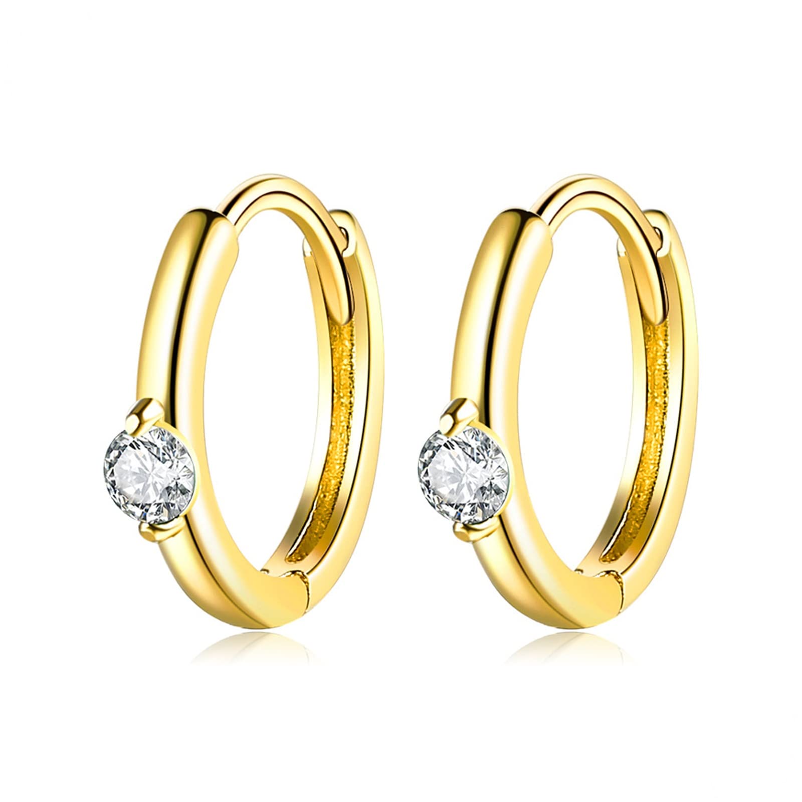 Boucles d'oreilles en or jaune 9k et cercle améthyste pour offrir
