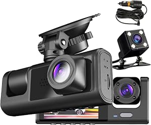 Non-WiFi Dash Cam Front and Rear Inside 3 1080P Cameras Car Rearview Mirror Car Video Recording Camcorder Night Vision Car Camera Recorder Auto Safety Driving Recorder