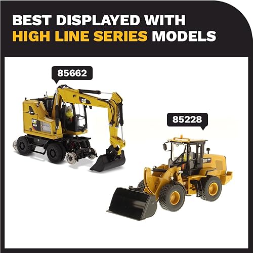 Miniatura 7 de Diecast Masters Excavadora de ruedas para ferrocarril Caterpillar M323F a escala 1:50 - Versión amarilla Cat | Camiones Cat Series de alta línea y