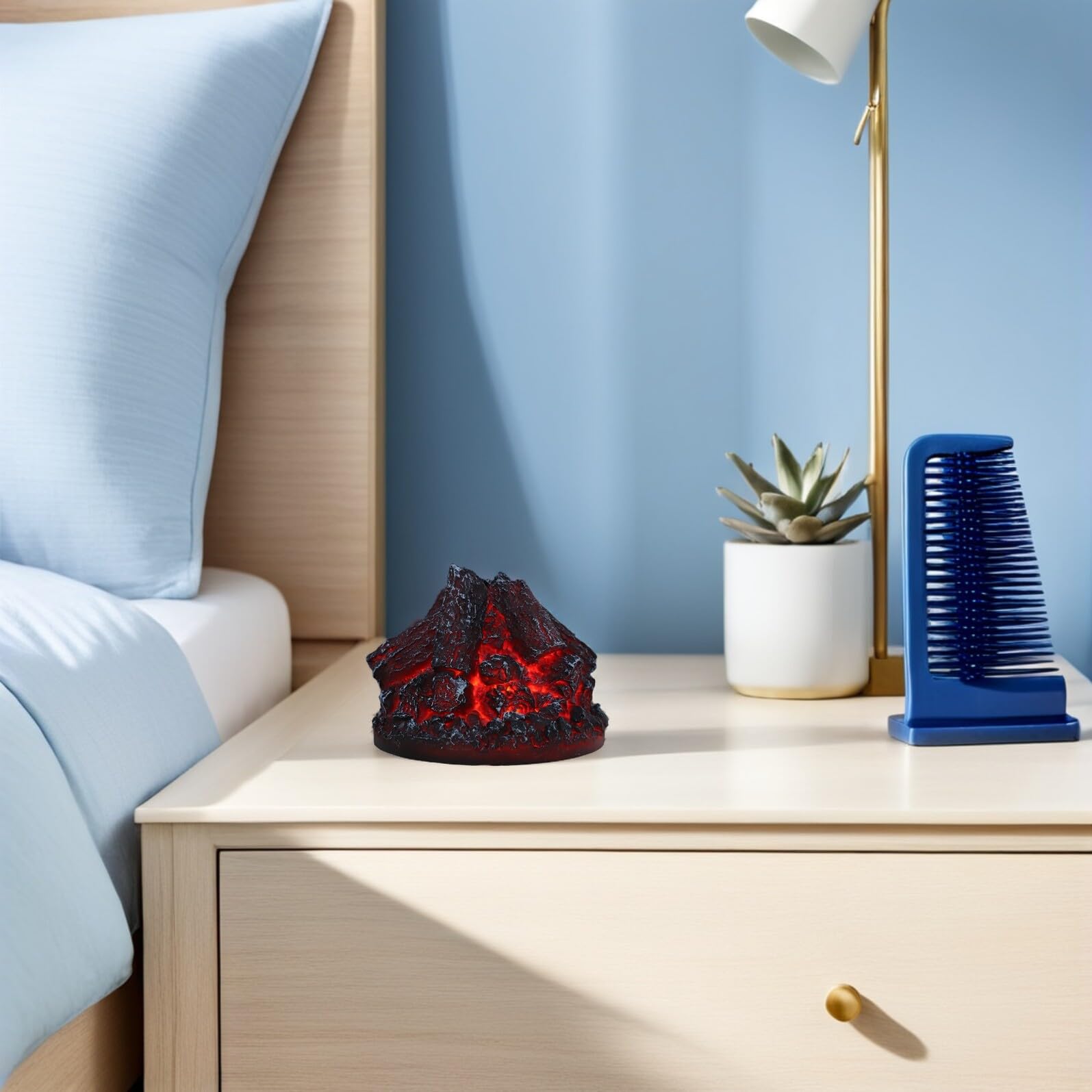 Alipis Lámpara de Llama Simulada LED para Chimenea Lámpara de Leña para Dormitorio Luz Nocturna de Ambiente Cálida para Salón y Noche