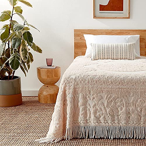Image of Beatrice Home Fashions Medallion King Cotton Chenille Bedspread, Blush