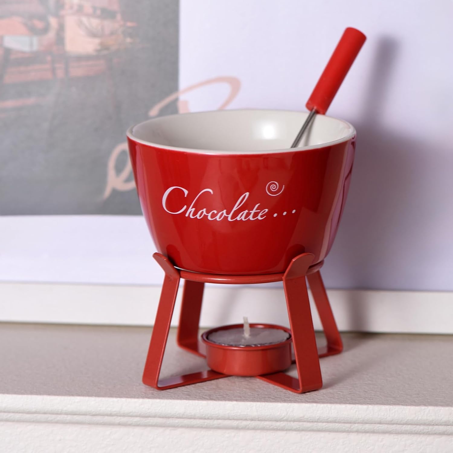 Fondue Mug Even Heating with Fork