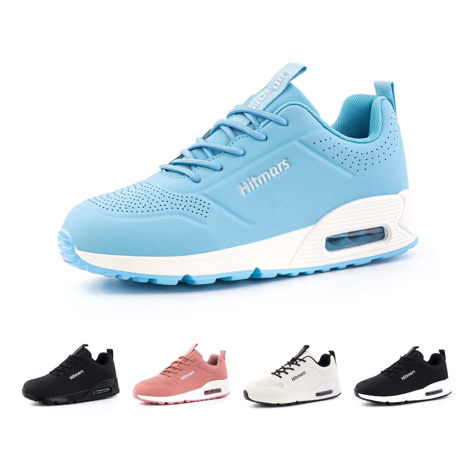 Hitmars Running Shoes Women's Trainers Air Cushion Sports Shoes Lightweight Trainers Breathable Jogging Shoes Walking Shoes Road Running Shoes Non-Slip Fitness Running Black Blue Pink White EU 36-42
