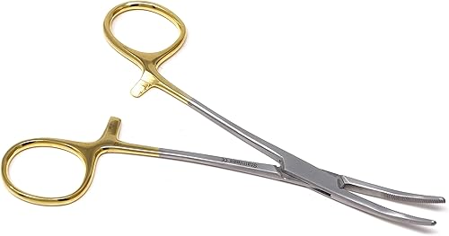 Kelly Hemostat Pinzas curvadas de 5.5 pulgadas con mordazas dentadas medias ideales para EMT, bomberos, enfermeras, dentales, pasatiempos,