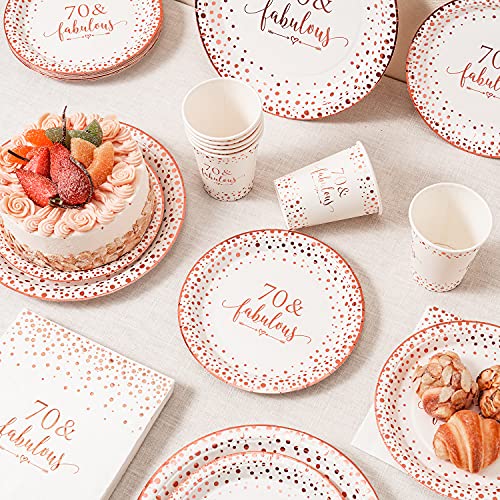 Crisky PARTY001-70FABULOUS-ROSEGOLD-24 Rose Gold 70 Fabulous Napkins Plates Cups Set thumb #1