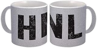 USA Honolulu Airport Hawaii HNL : Gift Mug Airline Travel Pilot AIRPORT - Silver Glitter