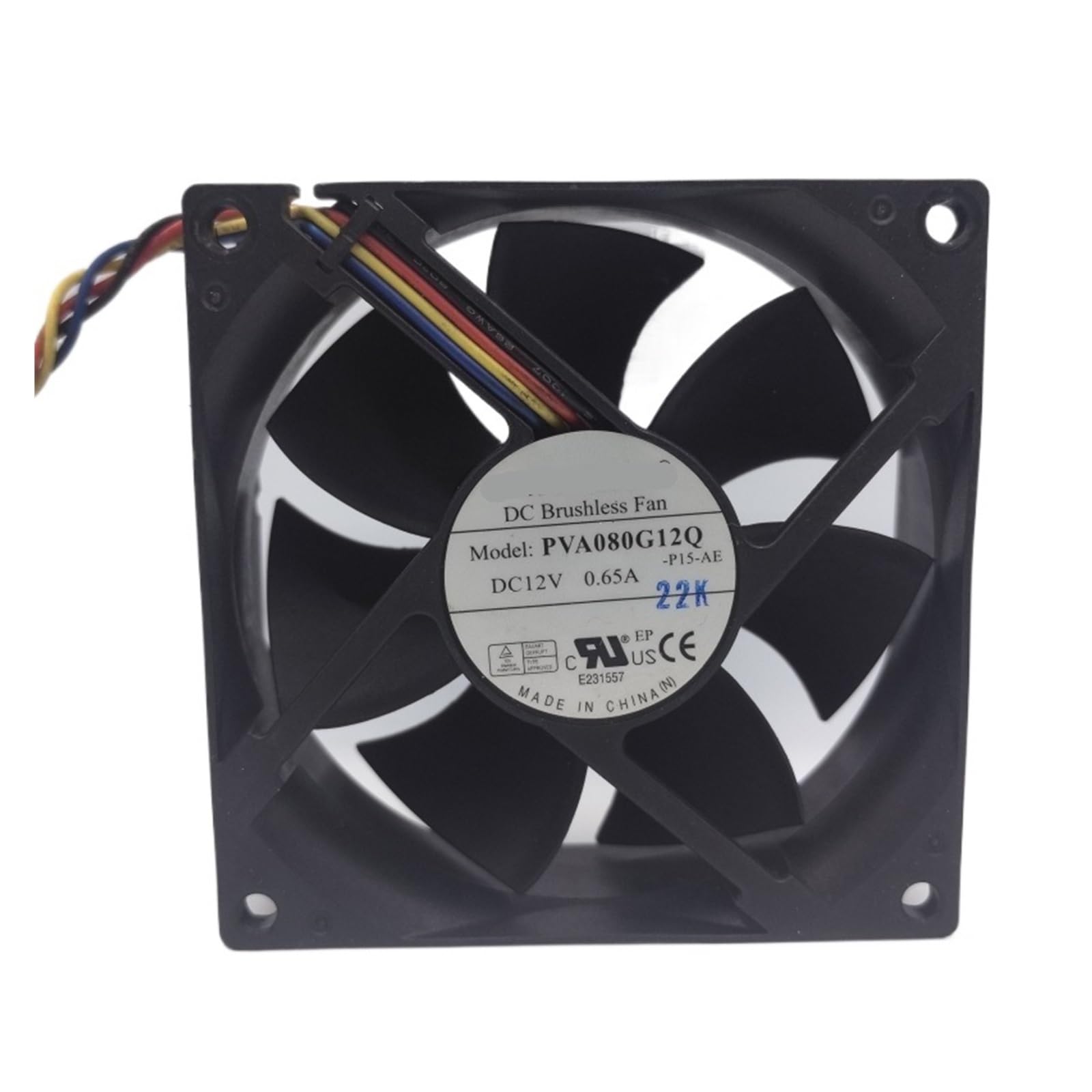 UITGVDQAT PVA080G12Q Cooling Fan 12VDC 0.65W 80x80x25mm 4-wire fan