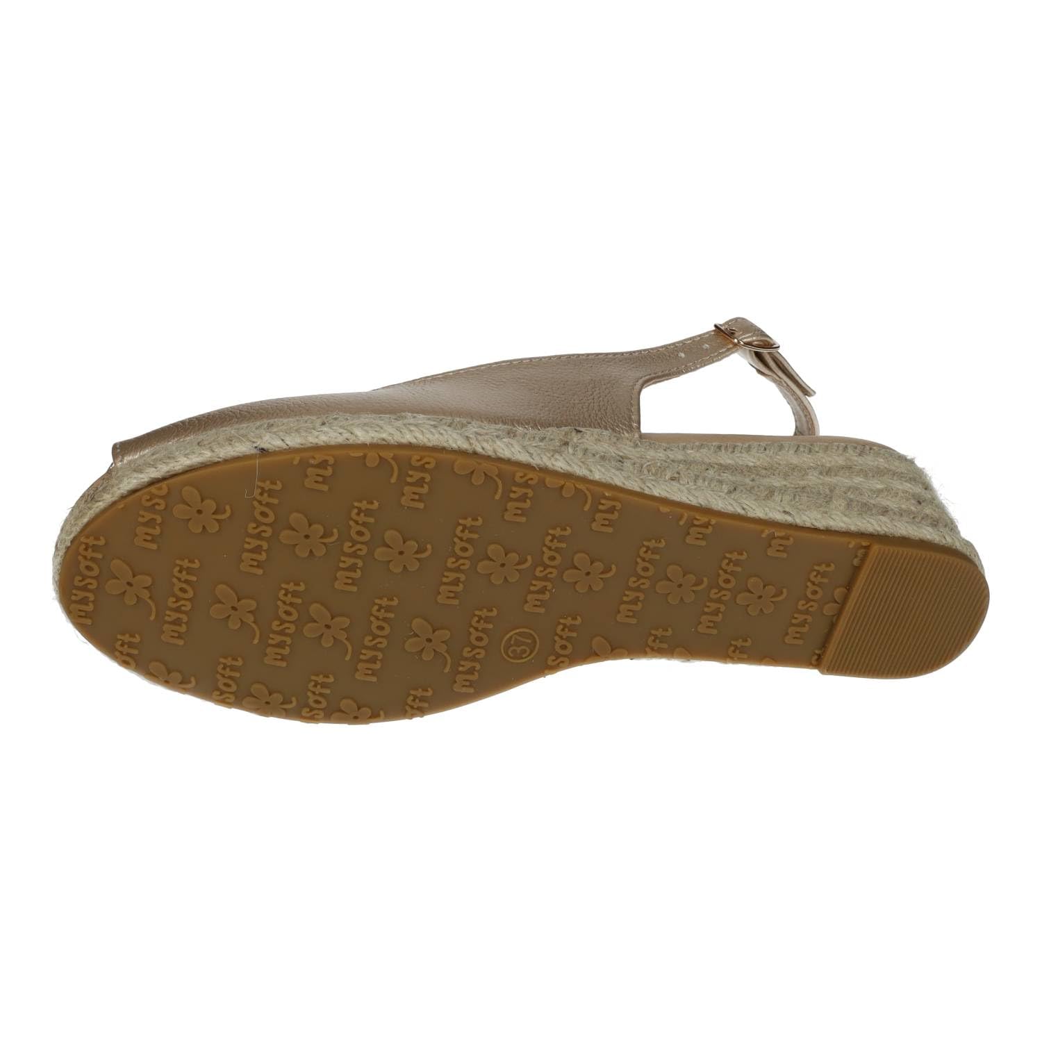mysoft 25M100 damskie espadryle na koturnie platforma jutowa z otwartym palcem i regulowaną klamrą wygodne i eleganckie espadryle dla kobiet