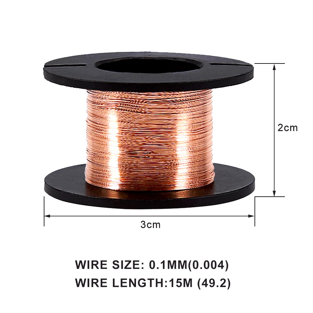 Alambre esmaltado de cobre 0.1mm, 5 Rollos, hilo conductor de alta conductividad para joyería y reparación
